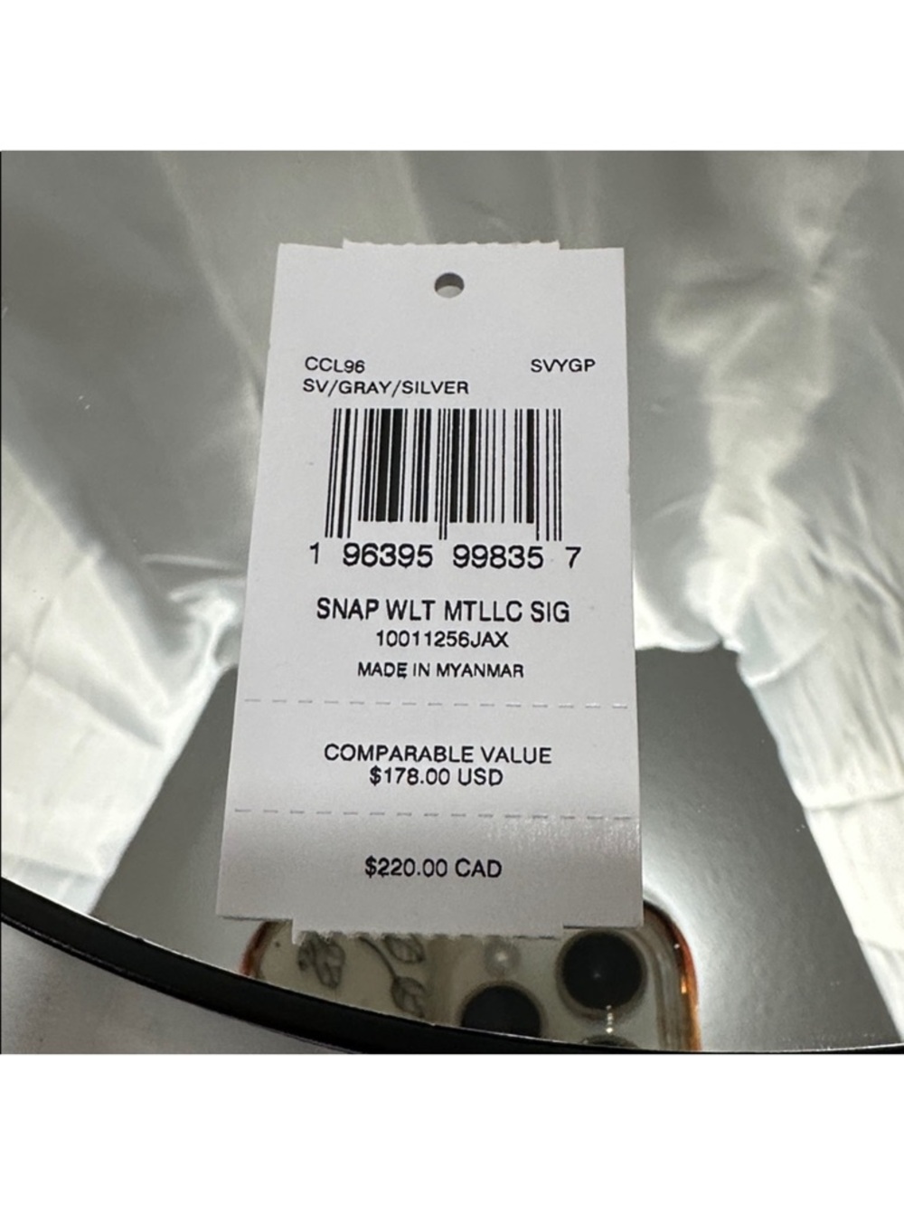 NWT coach metallic silver gray snap wallet signature coach - Picture 8 of 8